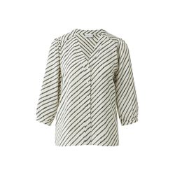 comma Gemusterte Chiffon-Bluse mit V-Ausschnitt - beige/schwarz (04A1)