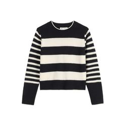 Marc O'Polo Streifen-Pullover regular aus flauschiger Lambswool - beige/schwarz (J47)