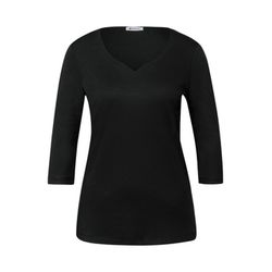 Street One Shirt mit Herzausschnitt - schwarz (10001)