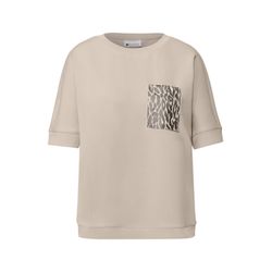 Street One T-Shirt mit Leo-Brusttasche - beige (16667)