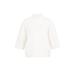 Yaya Pullover mit dreiviertellangen Rippärmeln und Stehkragen - weiß (100022)